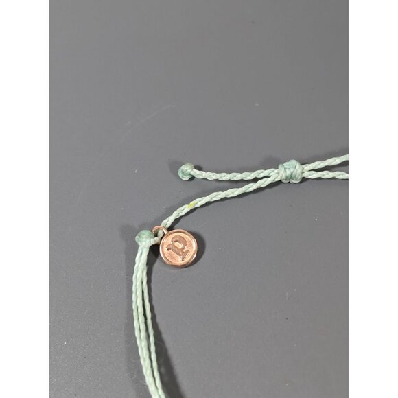 PuraVida Rose Gold Tone Bar Green Cord Adjustable Bracelet Beachy Boho - Picture 3 of 6